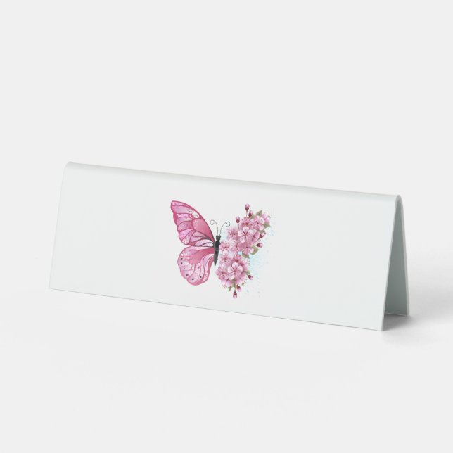 Flower Butterfly with Pink Sakura Table Tent (Front)