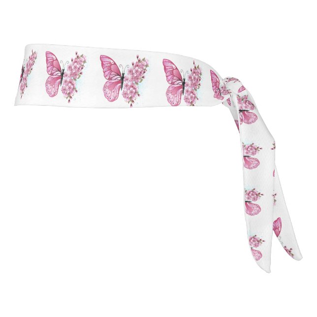 Flower Butterfly with Pink Sakura Tie Headband (Rotate 90)