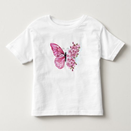 Flower Butterfly with Pink Sakura Toddler T_shirt
