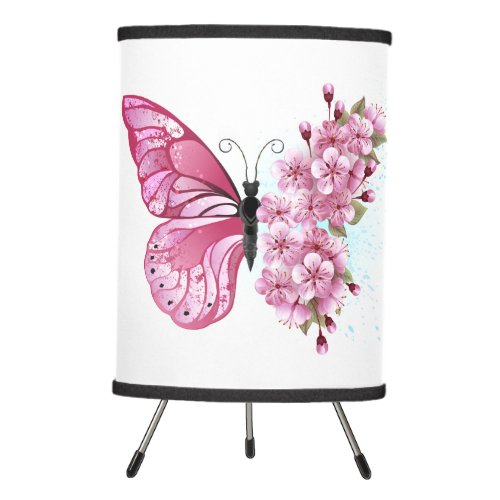 Flower Butterfly with Pink Sakura Tripod Lamp