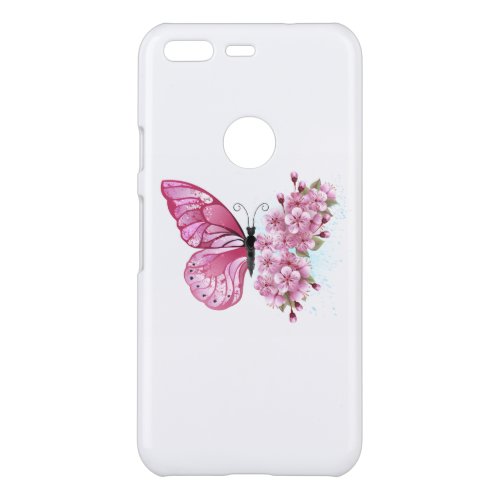 Flower Butterfly with Pink Sakura Uncommon Google Pixel Case