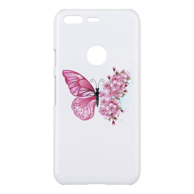 Flower Butterfly with Pink Sakura Uncommon Google Pixel Case (Back)