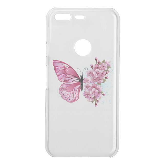 Flower Butterfly with Pink Sakura Uncommon Google Pixel Case (Back)