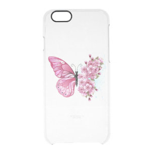Flower Butterfly with Pink Sakura Clear iPhone 6/6S Case