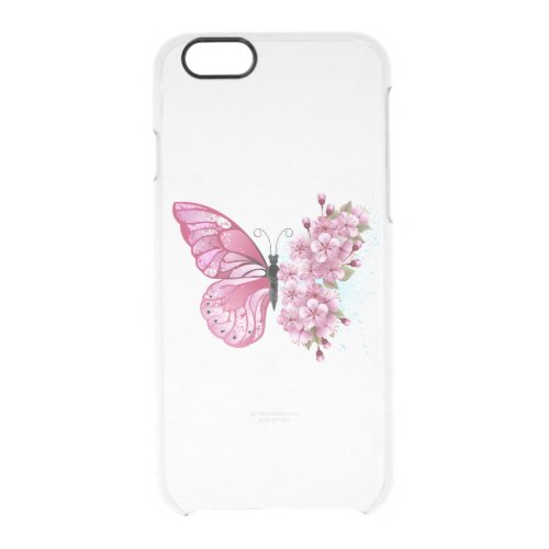 Flower Butterfly with Pink Sakura Clear iPhone 66S Case