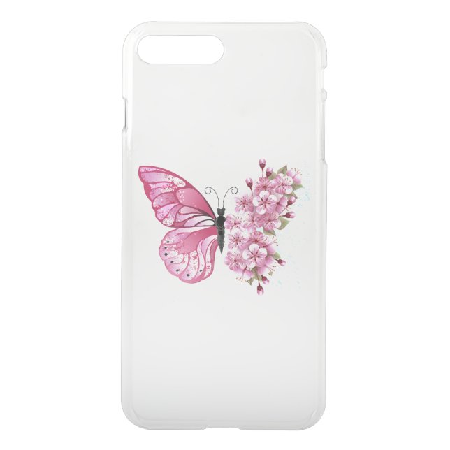 Flower Butterfly with Pink Sakura Uncommon iPhone Case (Back)