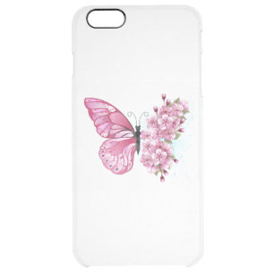 Flower Butterfly with Pink Sakura Clear iPhone 6 Plus Case