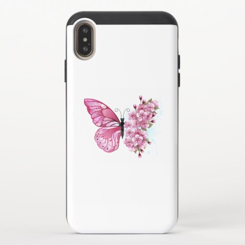 Flower Butterfly with Pink Sakura iPhone XS Max Slider Case