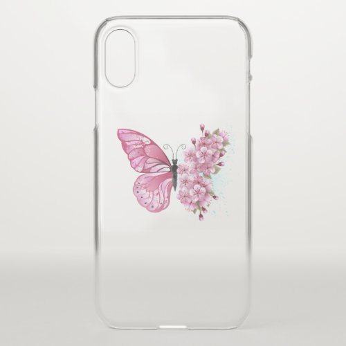Flower Butterfly with Pink Sakura iPhone XS Case
