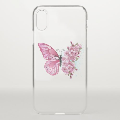 Flower Butterfly with Pink Sakura iPhone X Case