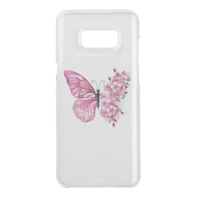 Flower Butterfly with Pink Sakura Uncommon Samsung Galaxy Case (Back)