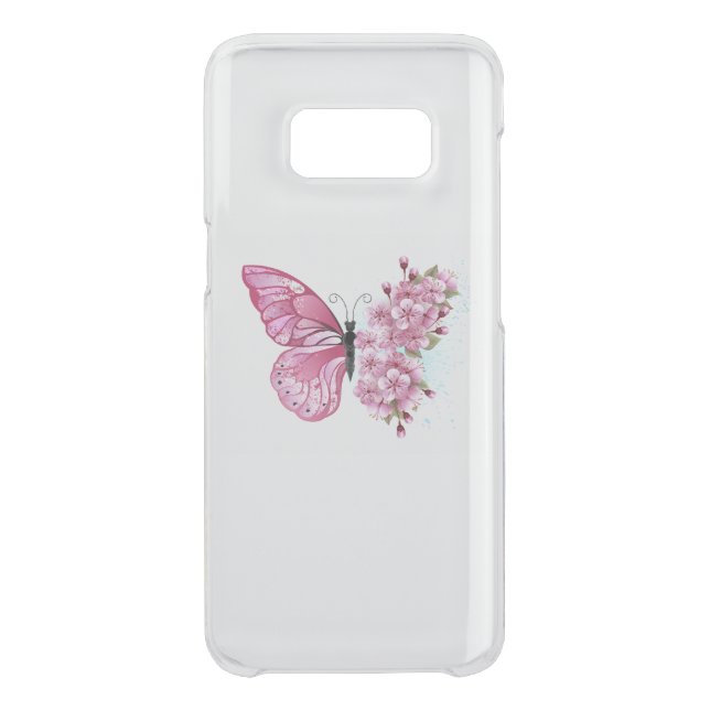 Flower Butterfly with Pink Sakura Uncommon Samsung Galaxy Case (Back)