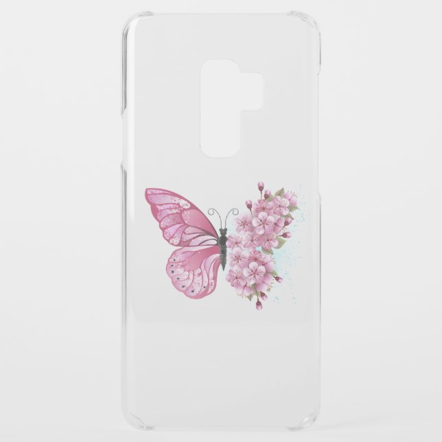 Flower Butterfly with Pink Sakura Uncommon Samsung Galaxy Case (Back)
