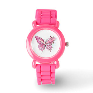 Flower Butterfly with Pink Sakura Watch