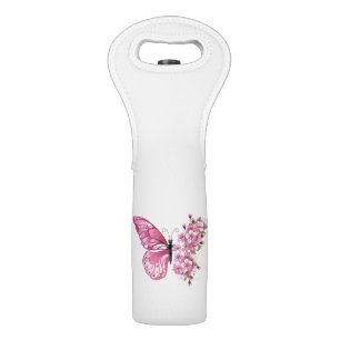 Flower Butterfly with Pink Sakura Wine Bag