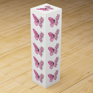 Flower Butterfly with Pink Sakura Wine Box