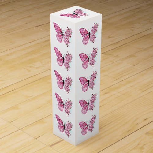 Flower Butterfly with Pink Sakura Wine Box