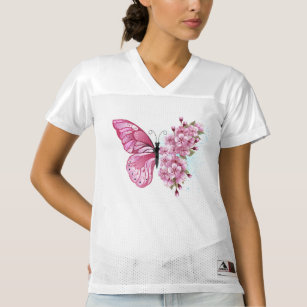 Flower Butterfly with Pink Sakura Women's Football Jersey