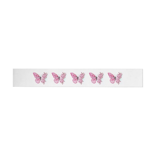 Flower Butterfly with Pink Sakura Wrap Around Address Label (Individual)