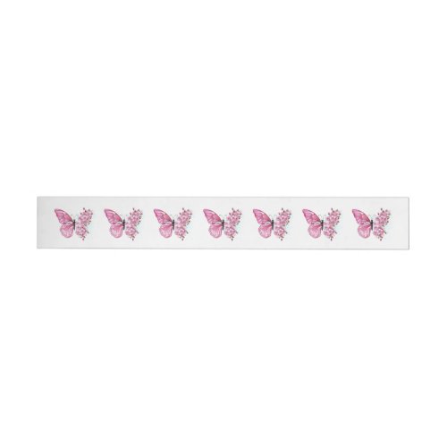 Flower Butterfly with Pink Sakura Wrap Around Label