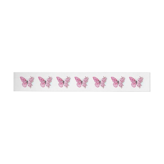 Flower Butterfly with Pink Sakura Wrap Around Label (Individual)