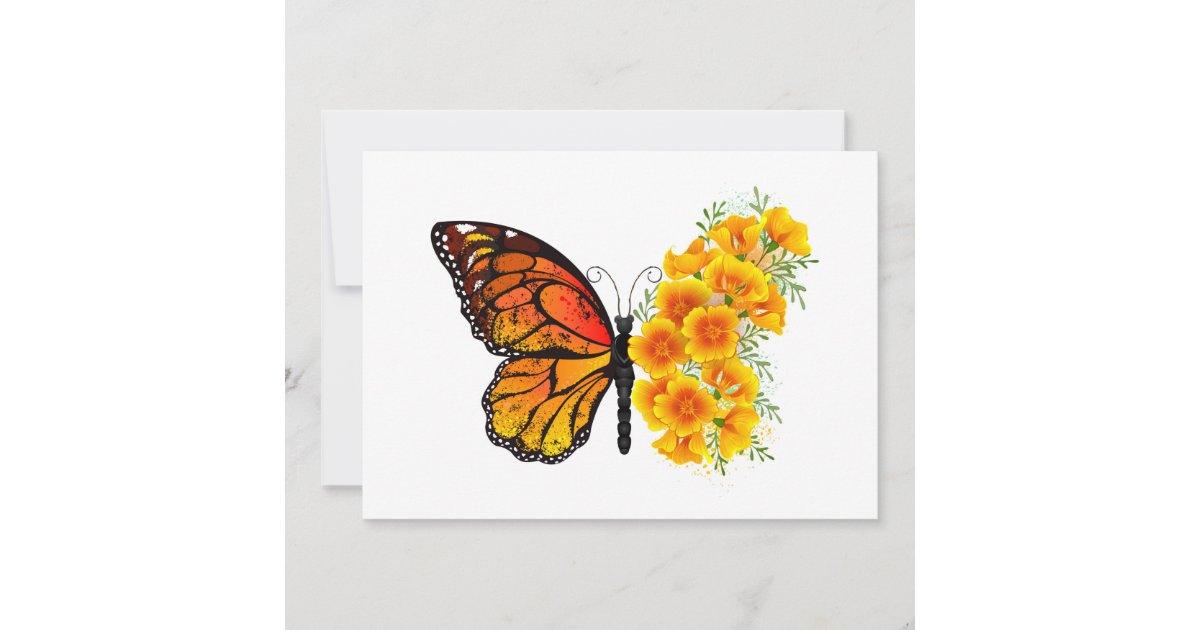 Flower Butterfly with Yellow California Poppy