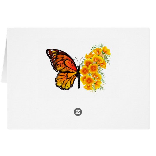 Flower Butterfly with Yellow California Poppy (Back Horizontal)