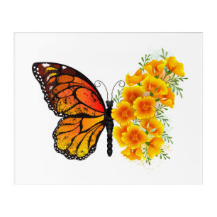 Flower Butterfly with Yellow California Poppy Acrylic Print