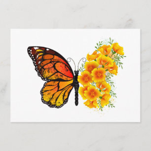 Flower Butterfly with Yellow California Poppy Advice Card