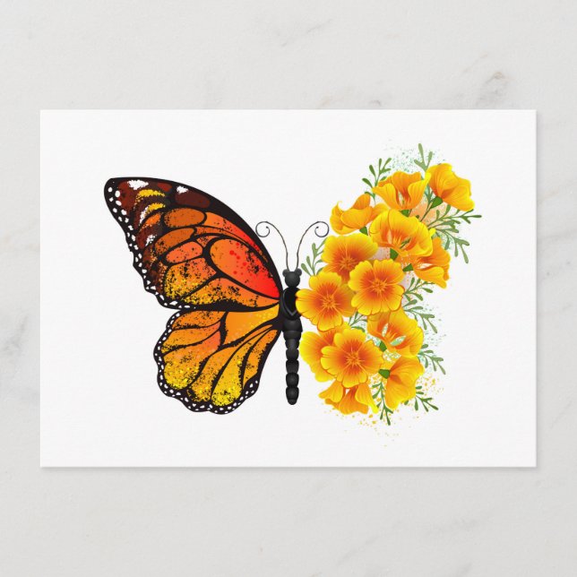 Flower Butterfly with Yellow California Poppy Advice Card (Front)