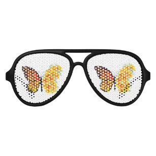 Flower Butterfly with Yellow California Poppy Aviator Sunglasses