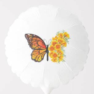 Flower Butterfly with Yellow California Poppy Balloon