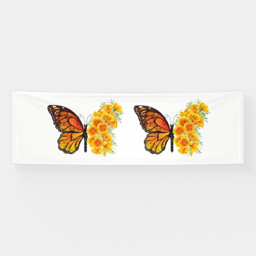 Flower Butterfly with Yellow California Poppy Banner