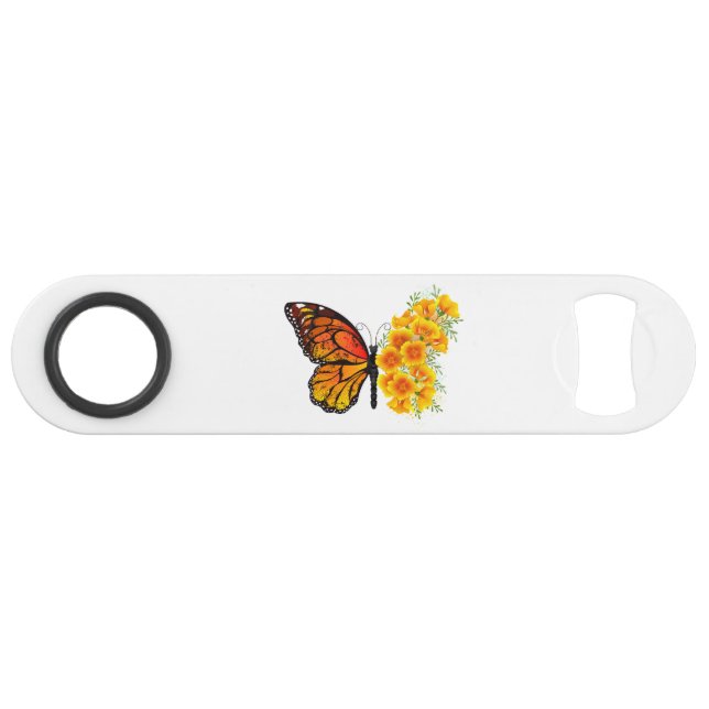 Flower Butterfly with Yellow California Poppy Bar Key (Front (Horizontal))