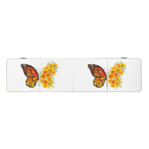 Flower Butterfly with Yellow California Poppy Beer Pong Table
