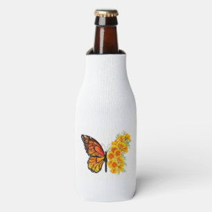Flower Butterfly with Yellow California Poppy Bottle Cooler