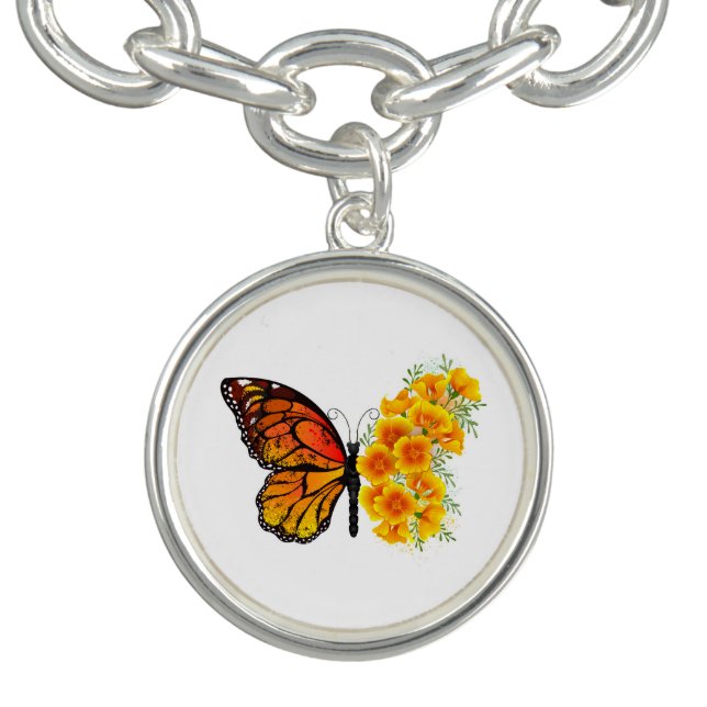 Flower Butterfly with Yellow California Poppy Bracelet (Design)