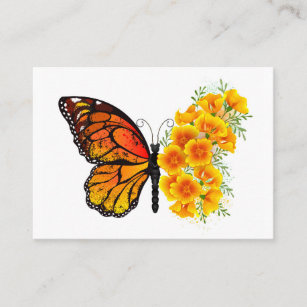 Flower Butterfly with Yellow California Poppy Business Card