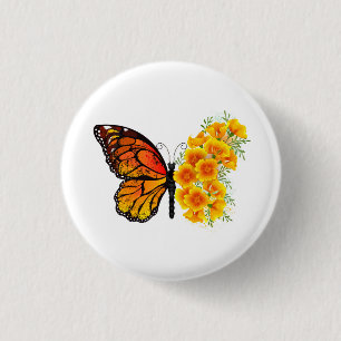 Flower Butterfly with Yellow California Poppy Button