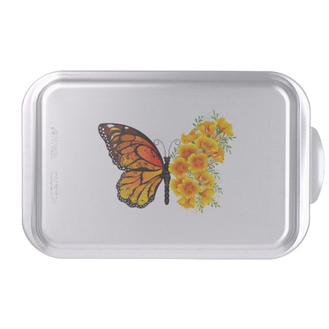 Flower Butterfly with Yellow California Poppy Cake Pan (Front)