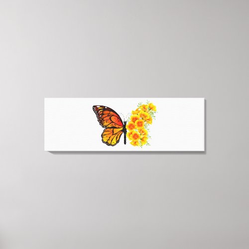 Flower Butterfly with Yellow California Poppy Canvas Print