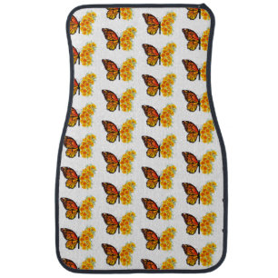 Flower Butterfly with Yellow California Poppy Car Floor Mat