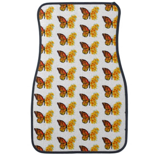 Flower Butterfly with Yellow California Poppy Car Floor Mat