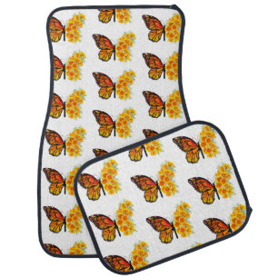 Flower Butterfly with Yellow California Poppy Car Floor Mat