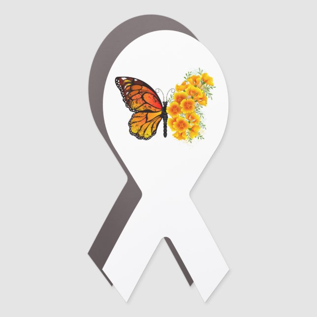 Flower Butterfly with Yellow California Poppy Car Magnet (Front)