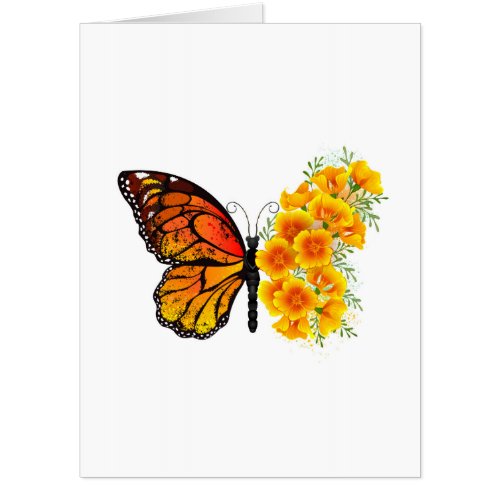Flower Butterfly with Yellow California Poppy Card