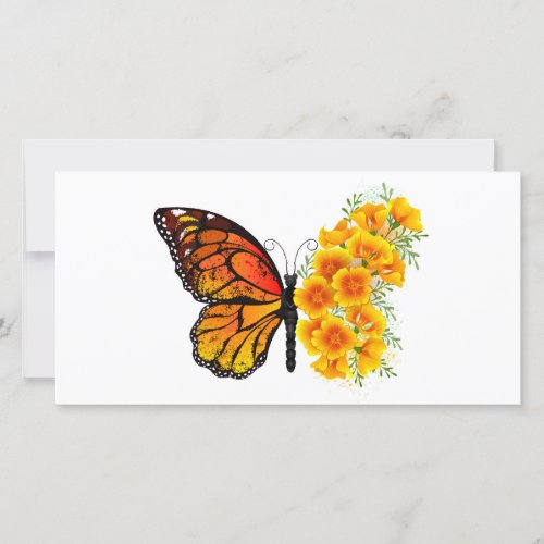 Flower Butterfly with Yellow California Poppy Card