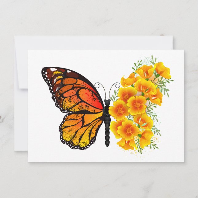 Flower Butterfly with Yellow California Poppy Card (Front)