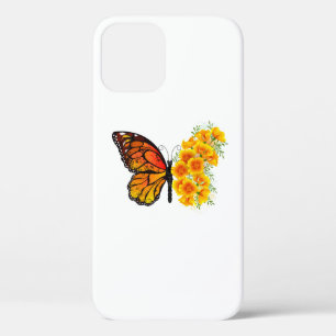 Flower Butterfly with Yellow California Poppy iPhone 12 Pro Case