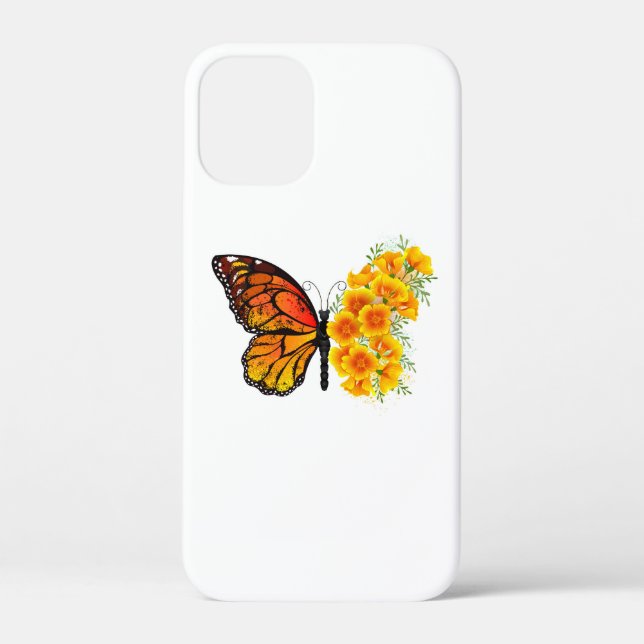 Flower Butterfly with Yellow California Poppy Case-Mate iPhone Case (Back)